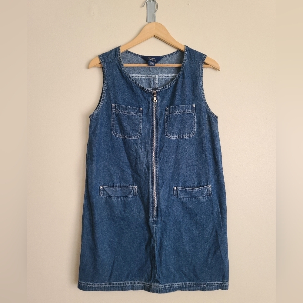 Natural Impressions Women's Jean Denim Dress Jumper vintage sz m - Picture 3 of 5